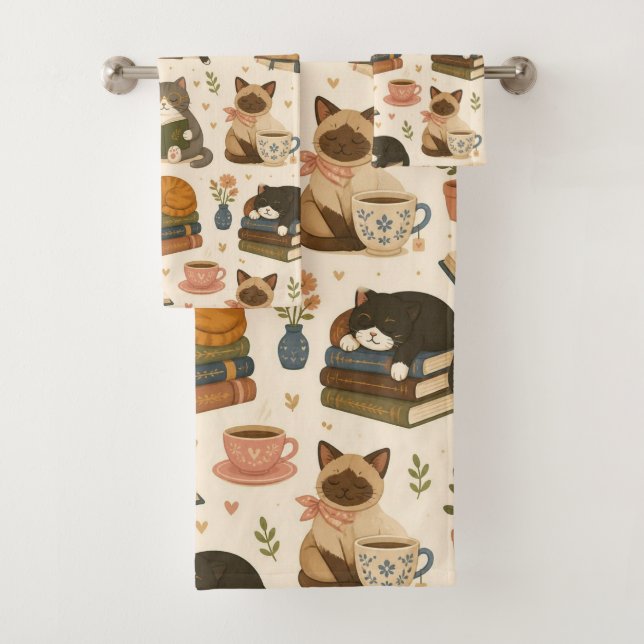 Chats de lecture confortables et café bibliophile (En situation)