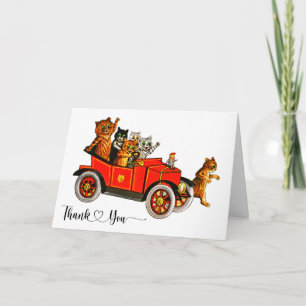 Chats de Louis Wain vintage dans une voiture Merci