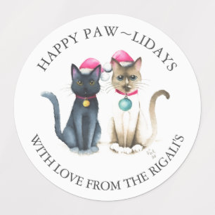 Chats de Noël Étiquettes d'enveloppement de cadeau