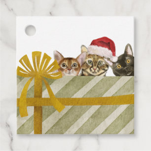 Chats de Noël mignons avec des étiquettes cadeau p