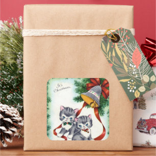 Chats de Noël Vintage sticker de vacances