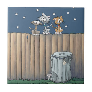 Chats de ruelle sur un carreau de céramique de clô