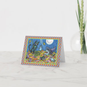 CHATS DE TÉMOIN ET NOIR QUI RAK LA CARTE FEUILLE H