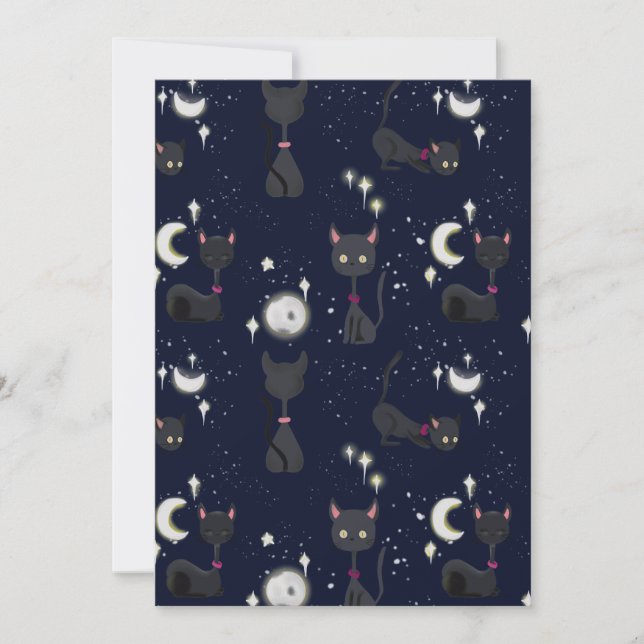 Chats d'Halloween dans la carte postale de nuit (Devant)