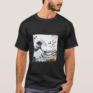 Chats d'Halloween dans la Grande Vague T-shirt de