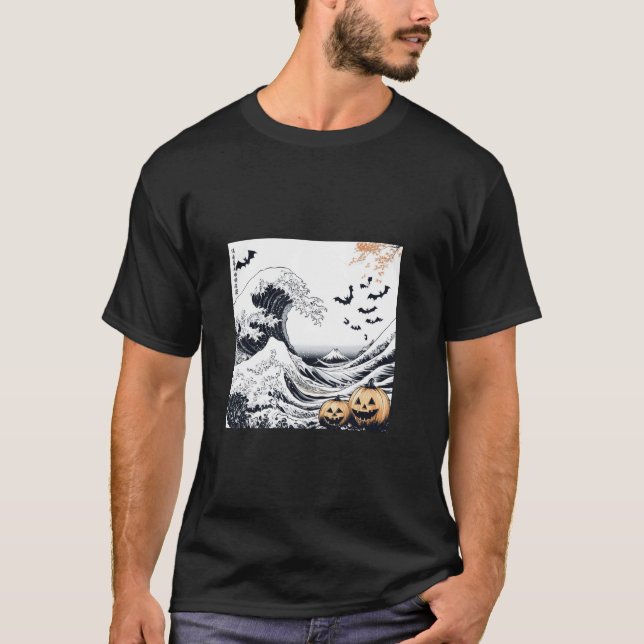 Chats d'Halloween dans la Grande Vague T-shirt de  (Devant)