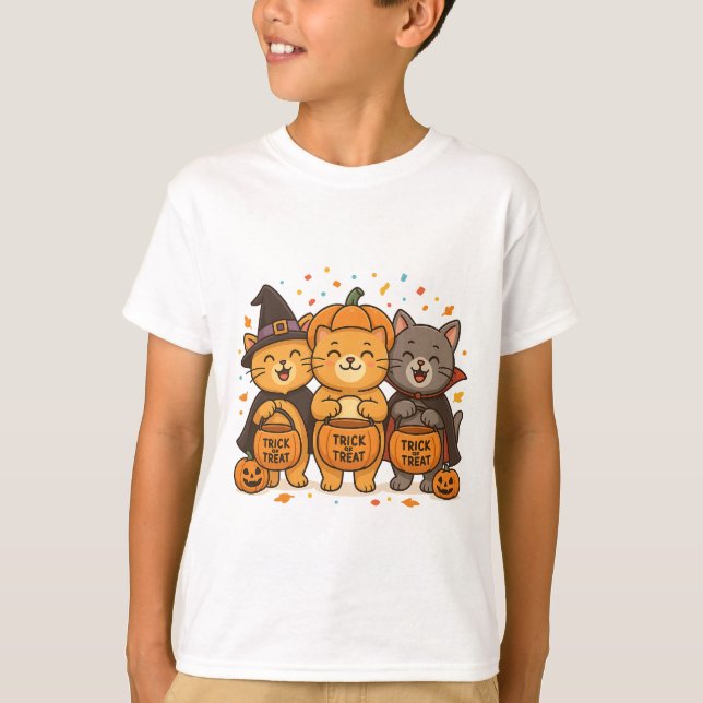 Chats d'Halloween mignonnes - T-Shirt de l'équipe  (Devant)