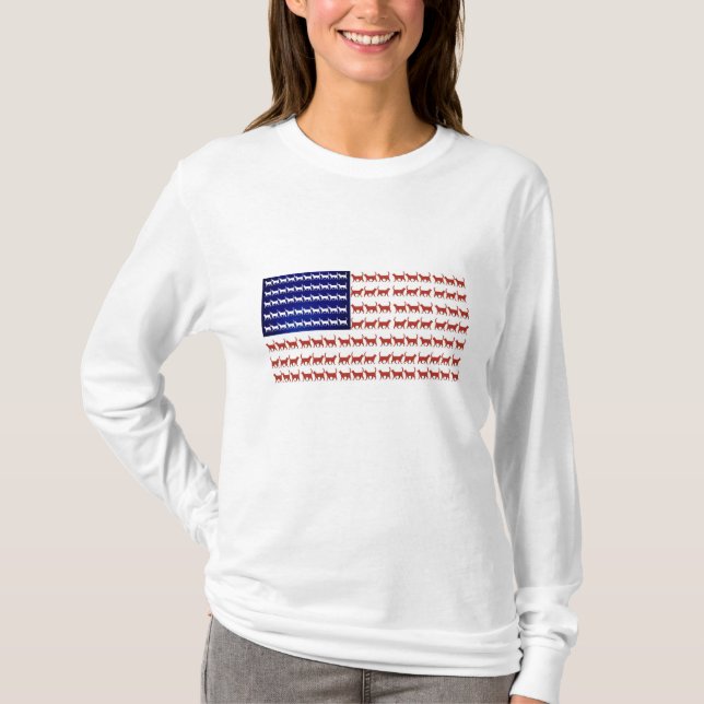 Chats drapeaux blancs rouges t-shirt femmes patrio (Devant)