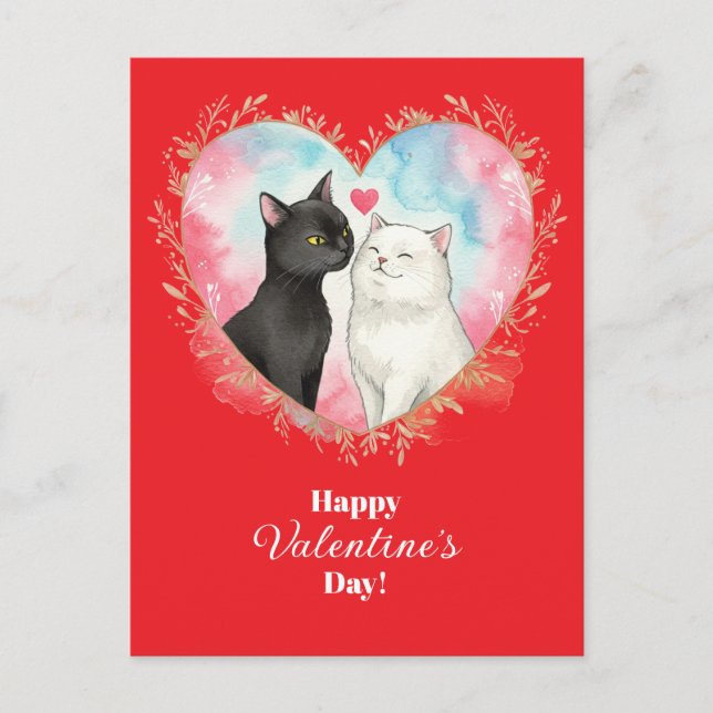 Chats en amour Carte postale Heureuse Sainte-Valen (Devant)