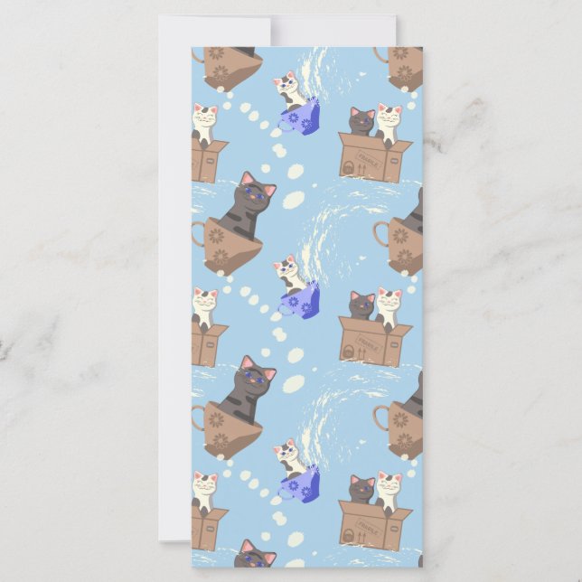 Chats en boîte et gouttes de lait sur bleu (Devant)