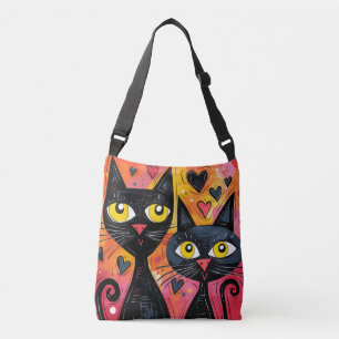 CHATS EN CHAT NOIR CROSS CORPS SAC FOURRE-TOUT PUR