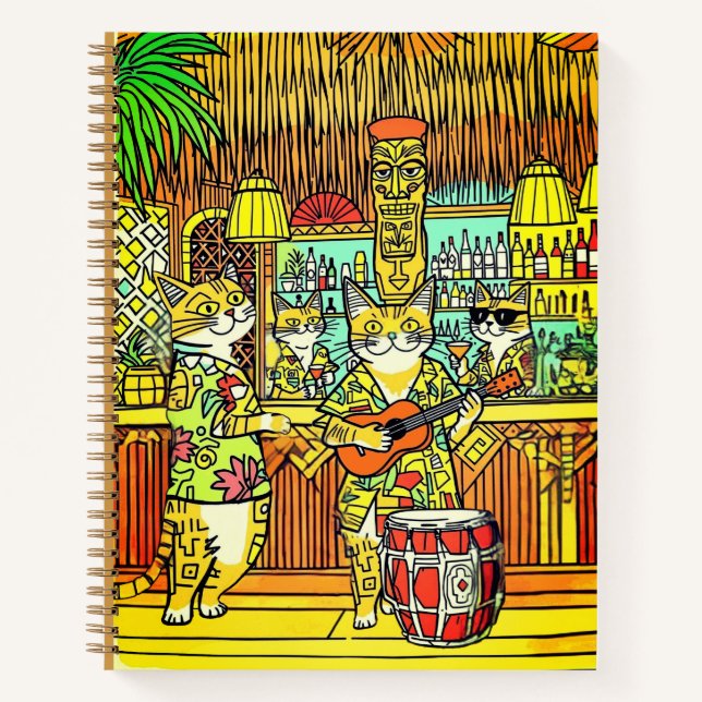 Chats en vacances dans un journal de bar Tiki (Devant)