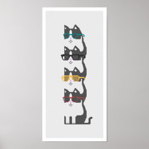 Chats En Verres Pile Pixel Poster D'Art