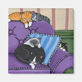 Chats endormis sur Sofa Magnet Whimsical