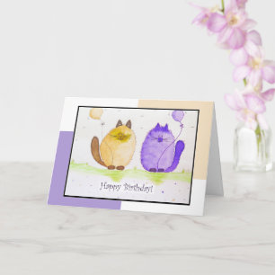 Chats et ballons Carte d'anniversaire