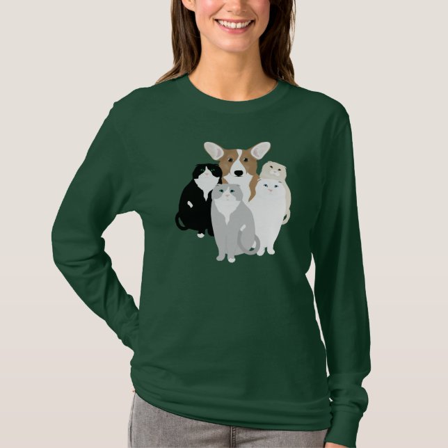 Chats et chatons, long tshirt à manches féminin (Devant)