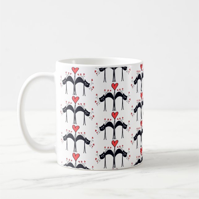 Chats et coeurs Café Mug (Gauche)