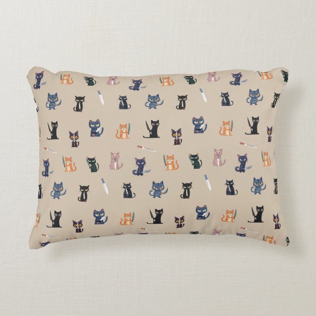 Chats et couteaux Whimsical Coussin d'accent (Devant)