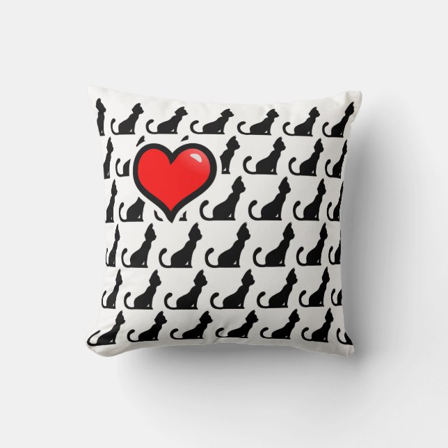 Chats et oreiller Coeur blanc (Recto)