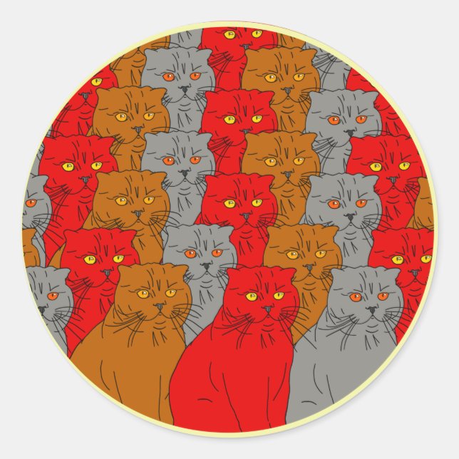 Chats Groupe coloré Stikers Classic Round Sticker (Devant)