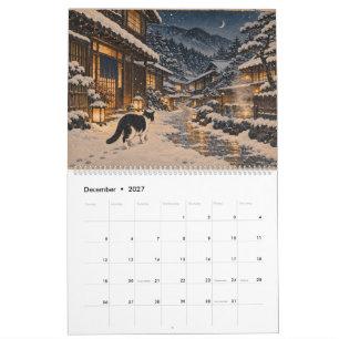 Chats Japonais Calendrier 2027 Style Ukiyo-e