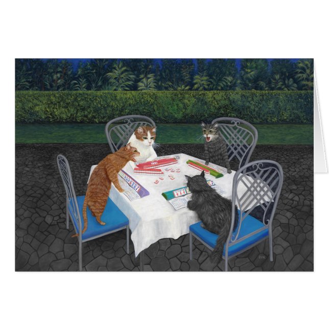 Chats jouant au Mahjong (Devant horizontal)