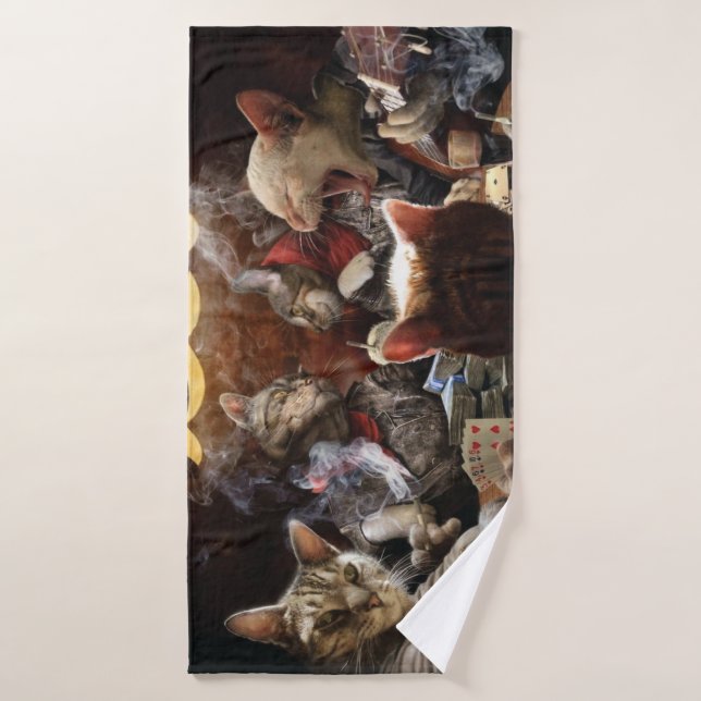 Chats jouant au poker (Serviette de bain)