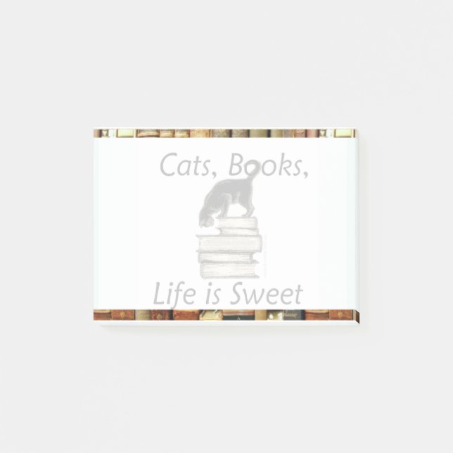 Chats, livres, La vie est douce Note Post-it® (Devant)