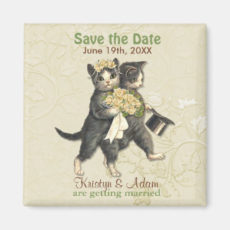 Chats mariages Magnet Réservez la date - ivoire