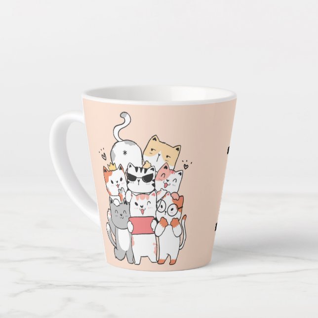 Chats mignons Amis pour toujours latte Mug (Angle gauche)