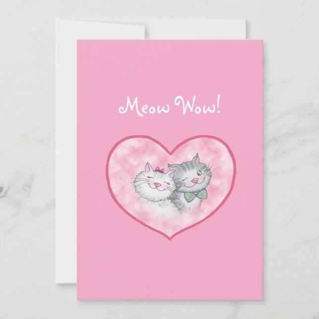 Chats Mignons dans une Carte de Saint-Valentin en  (Devant)