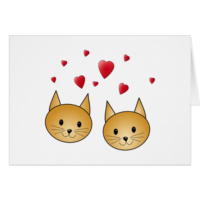 Chats mignons de gingembre. Avec les coeurs rouges (Devant Horizontal)