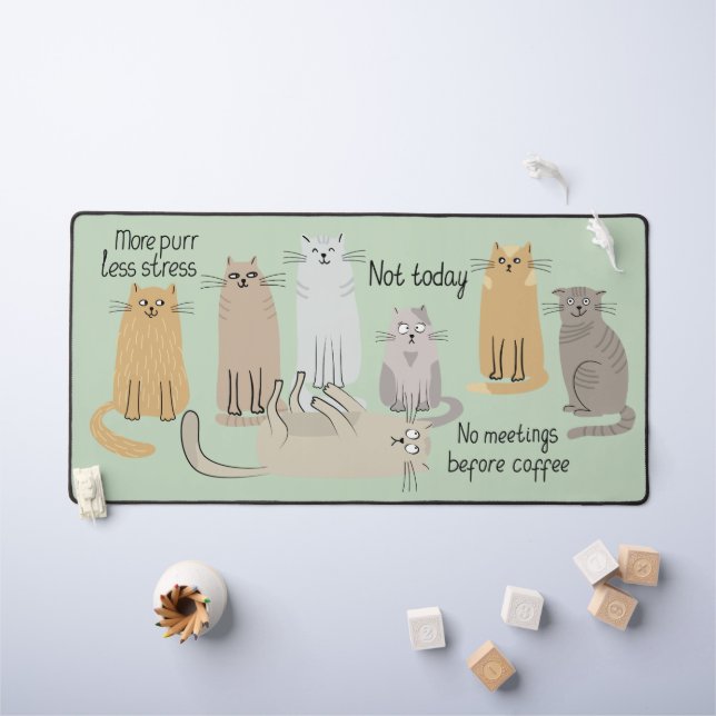 Chats mignons et citations Sage Green (Tableau pour enfants)