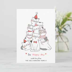 Chats mignons Joyeuse carte de Noël