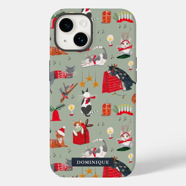 Chats mignons rétro Noël Coque-Mate coque iphone (Verso)
