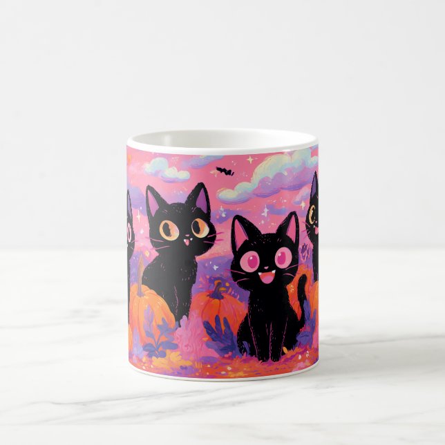 Chats noirs dans une Mug Citrouille Patch (Centre)