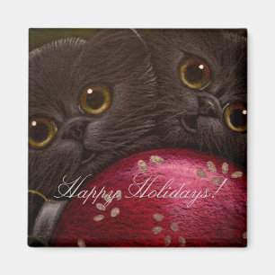 CHATS NOIRS de CHATON - aimant de VACANCES