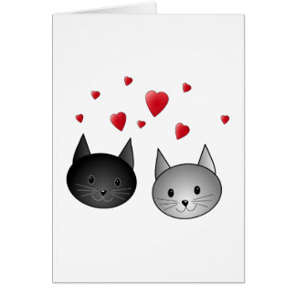 Chats noirs et gris mignons, avec des coeurs