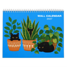 Chats noirs et plantes d'intérieur 2027 Calendrier