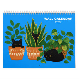 Chats noirs et plantes d'intérieur 2027 Calendrier