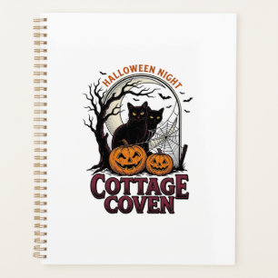 Chats noirs Halloween Coven vintage Art de citroui