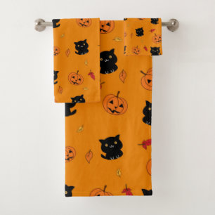 Chats Noirs Halloween Et Motif Citrouille