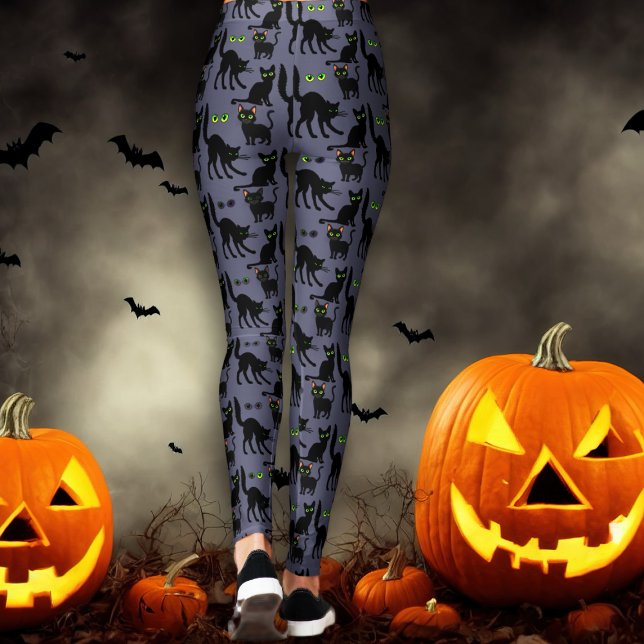 Chats noirs Halloween Leggings gris (Créateur téléchargé)