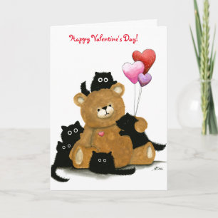 Chats noirs Heureuses Saintes-Valentin par carte B