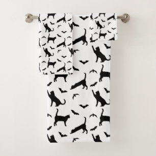 Chats noirs mignons et motif Halloween de chauves-