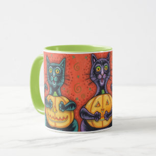 CHATS NOIRS NE VOYANT AUCUN MAL, TASSE COMBO HALLO