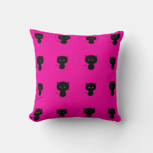 Chats noirs sur Coussin de filles roses chaudes