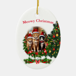 chats ornements de Noël