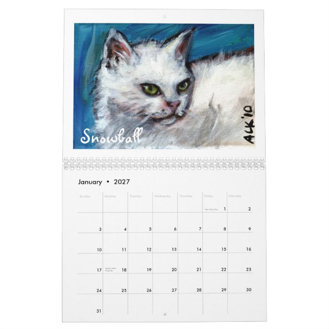 Chats par le calendrier d'Angie 2012 (Jan 2027)