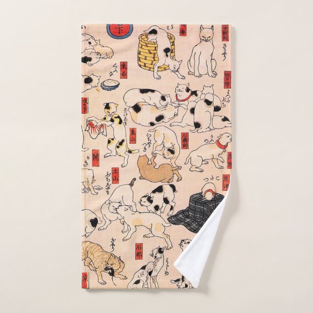 Chats par Utagawa Kuniyoshi (Serviette à main)